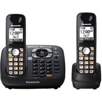 Panasonic KX-TG6582T DECT 6.0 PLUS Link-to-Cell via Bluetooth Cordless Phone with Answering System, Metallic Black, 2 Handsets