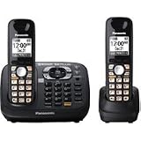Panasonic KX-TG6582T DECT 6.0 PLUS Link-to-Cell via Bluetooth Cordless Phone with Answering System, Metallic Black, 2 Handsets ~ Panasonic