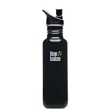 Klean Kanteen Stainless Steel 27 Ounce Water Bottle with 2.0 Sports Cap, Black Eclipse