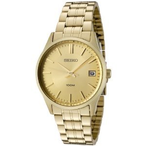 Seiko #SGEF04 Men's Gold Tone Gold Dial Analog Dress Watch
