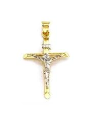 14K Gold Crucifix Charm INRI Jesus Cross Jewelry 26mm