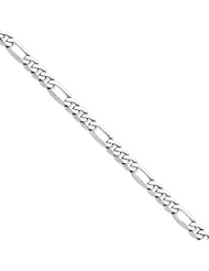 7 Inch 14k White Gold 6.0mm Flat Figaro Chain Bracelet