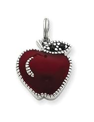 Sterling Silver Enameled Red Apple Charm QC4166"