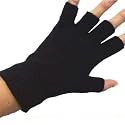 BLACK UNISEX WARM HALF FINGER STRETCHY KNIT GLOVES