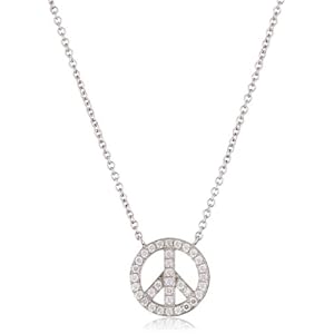 MYIA PASSIELLO "Essentials" Swarovski Zirconia Peace Sign Pendant Necklace