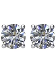 Jewelplus 1/3ct tw Round Diamonds SI/G-H 4-Prong Basket-Style Friction Post Stud Earrings Pair 14K Gold