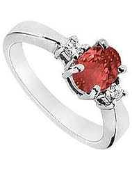 Ruby and Diamond Ring 14K White Gold - 1.10 CT TGW