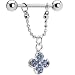 Stainless Steel Light Blue Flower Gem Nipple Ring