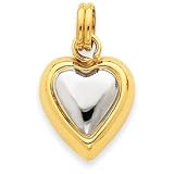 14k & Rhodium Hollow Flat-Backed Puffed Heart Pendant
