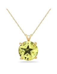 9.50 Cts of 14 mm AA Texas Star Lemon Citrine Solitaire Pendant in 14K Yellow Gold
