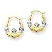 14k Gold with Rhodium Mini Claddagh Hoop Earrings