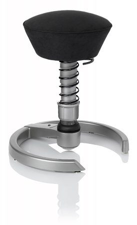 SWOPPER STANDARD 3D-Aktiv-Bürostuhl Hocker Sitzpolster Normal, Farbe schwarz, Federfarbe schwarz, Basis Titan, Fussring mit Metallgleiter, Feder MEDIUM (SWOPS10T)