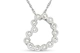 Childrens 14K White Gold Diamond Heart Pendant w/Chain