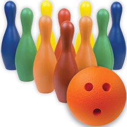 Multi-Color Foam Bowling Pin Set w/Ball - Lawn Games