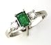 14K White Gold Three-Stone Emerald and Diamond Ring