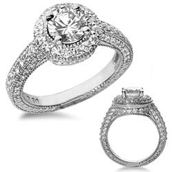 3.07 Ct. Designer Diamond Engagement Ring with Side Stones
