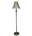 Satin Brass Finish Torchiere Floor Lamp With White Fabric Shade