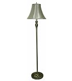 Satin Brass Finish Torchiere Floor Lamp With White Fabric Shade