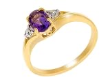 9ct Yellow Gold Amethyst And Diamond Ring Size O