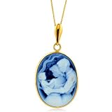 14K Gold Frame Family with Child Cameo w/chain 18