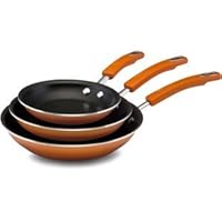Rachael Ray 3-pc. Nonstick Porcelain Enamel II Skillet Set, Orange.