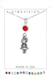 Clayvision Ballerina Charm Necklace with Birthstone/Favorite Color Swarovski Crystal