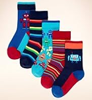 5 Pairs of Younger Boys Assorted Robot Socks