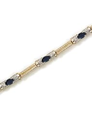 10k Yellow Gold Natural Sapphire And Diamond Tennis Bracelet