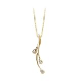 3 Pear Cut Cubic Zirconia (Created) Slide Pendant in 14K Yellow Gold with Chain