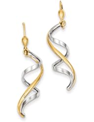 Spiral Lever Back Earrings in 14 Karat Two-tone Gold