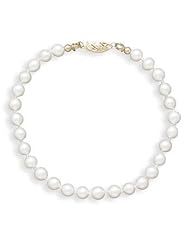 8 Inch 14k Yellow Gold 5.5-6mm (A) Akoya Pearl Bracelet