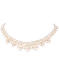 White Potato Freshwater Cultured Pearl with Sterling Silver Clasp Woven Lace Necklace,16"+2" Extender