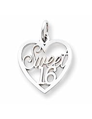10K White Gold Sweet 16 in Heart Charm