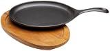Old Mountain Pre Seasoned 10132 Fajita Plate Set with Wood Tray and Hot Mit, 15 1/4 Inch x 7 1/4 Inch