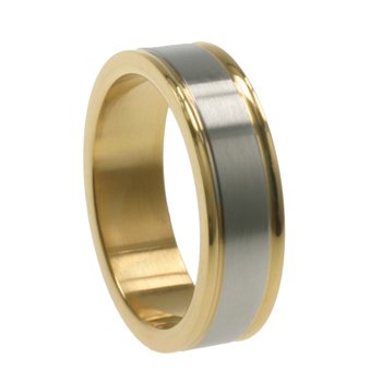Click here to buy 316L Stainless Steel Ring anodized in gold color. Width: 6mm by ToltecTraders.com.