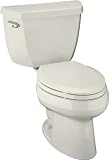Kohler K-3422-96 Wellworth elongated toilet with left-hand trip lever, less seat, Biscuit