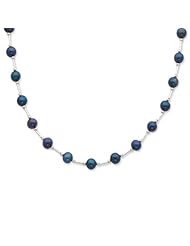 Sterling Silver 6-6.5mm Black Freshwater Cultured Pearl Necklace