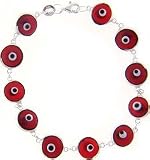 Sterling Silver Evil Eye Bracelet Red