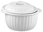 HIC 64-Ounce Lidded Round Casserole Dish, White
