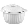 HIC 64-Ounce Lidded Round Casserole Dish, White
