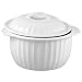 HIC 64-Ounce Lidded Round Casserole Dish, White