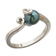 14K White Gold Cultured Black Pearl Ring