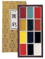 Nihonga Sumi-e Watercolor Paint Pan Set, 12 colors by Kissho