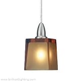 Cube Pendant - amber / satin nickel