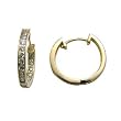 14K Yellow Gold CZ In and Out Hoop Earrings - .50 Inch