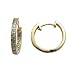 14K Yellow Gold CZ In and Out Hoop Earrings - .50 Inch