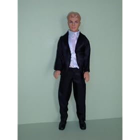 Ken Doll 2pc Black Tuxedo Suit with Pink Tie Made to Fit the Ken Doll by Olivia's Doll Closet