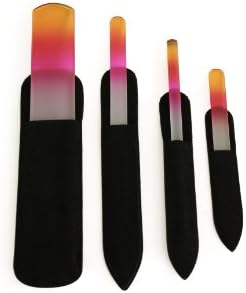 Pro Quality Manicure/Pedicure Dualsided Crystal Glass Nail File Set of 4 by GIGI Beautiful (Pink Orange)