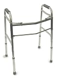 Duro-Med 2-Button Adjustable Bariatric Aluminum Folding Walker with Four Slip-resistant Rubber Tips, Silver