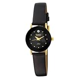 Armitron Women's 75-2447BLK NOW Diamond Accented Gold-Tone Black Leather Watch